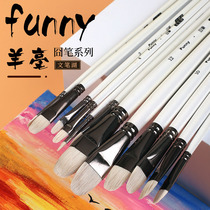 Mopas wool gouache pen flat head Oil Brush round peak watercolor pen single Hook pen Art gouache paint set student examination color class special drawing training Pen White Rod