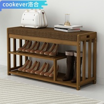 Shoe stool Household door change shoe stool cabinet Ultra-narrow door small shoe cabinet Sitting stool one-piece shoe rack Bamboo multi-layer full bamboo