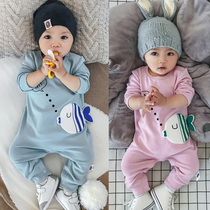 Baby girl pa xing fu romper cotton male baby Siamese clothes in the spring and autumn outer wear is one year old New Autumn Autumn