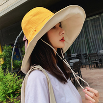 Oversized eaves double-sided sun hat female Korean fisherman hat Joker summer sun protection UV face sun hat tide