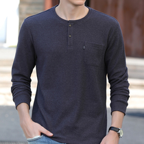 Long sleeve T-shirt for mens spring and autumn middle-aged mens clothing loose and thin autumn clothes dads The dad beat the jersey outside the mens jersey