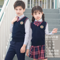 Childrens pure cotton show suit spring and fall dress new kindergarten clothing middle and small childrens clothing five piece middle school students wear