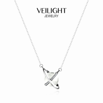 VeiLight Designer Frost Universe Planet White Ghost Crystal Pendant Necklace S925 Silver Valentines Day Gift
