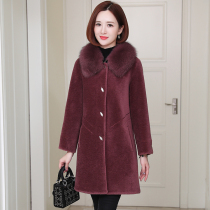 zqqz cashmere coat women long fox fur collar 2020 winter New Fashion wool fur coat D283