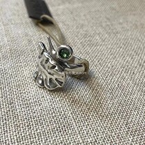 Limited special price Spanish niche brand UNOde50 handmade green crystal leaf ring silver-plated female ring