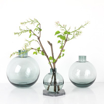 Nordic Minimalist Creative Extreme Light Phantom Glass Vase Round Fresh Transparent Hydroponic Roses Floral Flower Arranger Pendulum