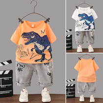 Boy summer suit Handsome fashion 3 short-sleeved 4-year-old boy summer children dinosaur clothes Male baby childrens clothing summer models