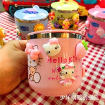 Cute Cartoon Cute Childrens Water Cup Home Anti-Fall Kindergarten Stainless Steel Mouth Cup Baby Drink Water Cup Milk 