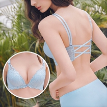 Sexy womens back front buckle underwear womens bra gathering style without steel ring adjustment small chest thick extra thick bra