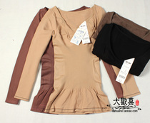 Womens warm top｜Day single warm base long sleeve low collar cotton heating nine-point sleeve tight body shaping underwear