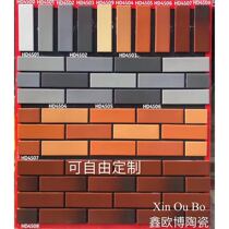Exterior wall tile glazed tiles 4 5*14 5 constant red three-color processing wall brick villa exterior wall two-color mixed paper stickers