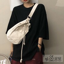 Drawstring schoolbag female student tux canvas bag ins Korean backpack female shoulder bag Japanese bag female crossbody bucket