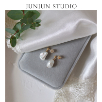JUNJUN Homemade Retro Ins brief Delicate Partial Cold Light Baroque Freshwater Pearl Earnail USA 14k Baum