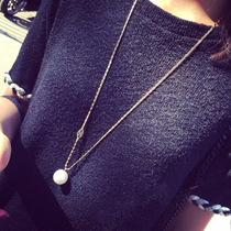 South Koreas new sweater chain large pearl pendant letter long money chain fashion wild personality jewelry