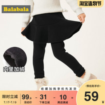 Bara Bara Girls Leggings Children baby velvet pants thickened winter childrens fake two culottes for women