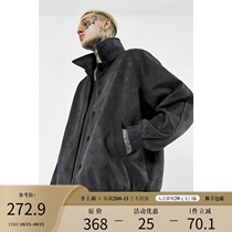 BONELESS suede silk jacket autumn and winter button baseball uniform loose coat mens Tide brand fried Street