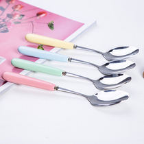 Household ceramic handle stainless steel spoon creative cartoon cute long handle spoon eating spoon watermelon spoon