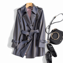 Island country Boutique Air quality double-breasted long windbreaker womens coat spring and autumn