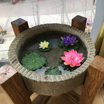 Old Stone Flower Groove Embalming Wood Round Stone Tank Fish Tank Creative Flower Shelf Outdoor Balcony Tea Table Log Furniture