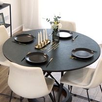 (Leather round table mat) Modern light luxury home waterproof and oil proof tea table TV cabinet tablecloth table mat