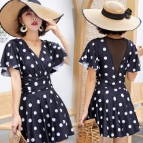 Big Code Swimsuit Woman Fat Mm Veil slim one-piece dress with small breasts to woo 200 catties Hot Springs Conservative Flat Corner Swimsuit