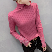 European station autumn and winter New Hot Diamond thick turtleneck sweater womens long sleeve simple Joker slim fit bottom sweater tide