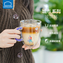 Music button double-layer heat-resistant anti-hot glass with handle ins Wind high-value mens and womens office water Cup