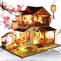 Chinese style house diy cottage creative birthday gift mini funny DIY handmade assembly building cottage model