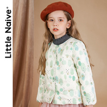 LittleNaive childrens clothing girl down jacket short 2020 winter foreign air thin 90 white duck down padded jacket
