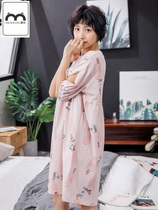 Mousse pregnant woman sleeping dress Women in summer 2018 pure cotton short sleeves sweet and cute full cotton with loose sleepwear