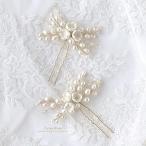 Natural Pearl Pearl Flower bride cheongsam headwear beautiful simple atmospheric hair Fork hair insert antique photography accessories