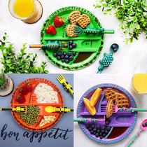 US imported baby excavator fork spoon fun tableware bulldozer dinosaur garden creative childrens tableware set