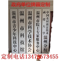 Government unit solid wood plaque custom door shop School gate building wood carving shop sign lettering custom wood