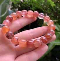 Yang Yujia Natural South Red Agate Ice Floating Flower Pink Lady Apple Bead Bracelet Certificate Popular New Product