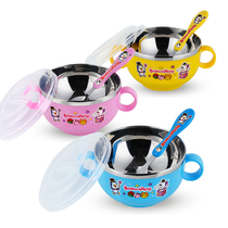 New childrens chopsticks spoon set Baby bowl Baby eating small bowl Fall-proof and anti-scalding childrens tableware Home