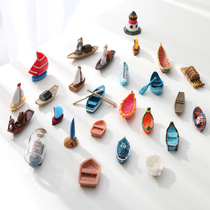 Fleshy micro landscape decoration ornaments simulation raft small boat pulp kayak drift bottle cartoon aquarium landscape accessories