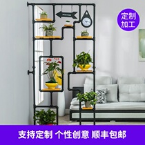 American Loft Comeback Antique Iron Art Screen Partition Living Room Office Genguan Creative Hollowed-out Decorative Industrial Shelf