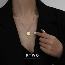 Korean fashion new simple temperament kgold color round brand scale necklace female ins tide niche cold wind choker