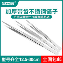 Stainless steel tweezers round toothed dressing forceps thick hard 12 5 14 16 18 20 25 30CM