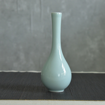Hanqingtang Longquan celadon handmade jade bottle Chinese ceramic Zen vase flower art vase Guanyin long neck bottle