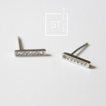 Double ear hole 925 sterling silver simple straight line drill vertical bar set earrings earrings platinum plated hypoallergenic personality earring female