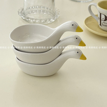 Japanese-style ducktop cartoon relief ceramic small bowl dip dish saucer saucer sauce sauce