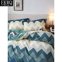 EKWQ winter milk velvet four-piece flannel warm baby velvet Falai velvet Coral velvet bed duvet cover sheets