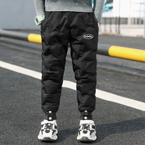 Boys winter fleece pants 2022 new childrens casual thickened down cotton pants big boys autumn and winter pants trend
