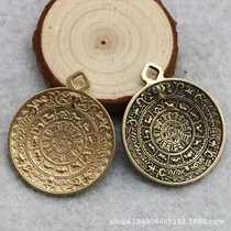 Brass keychain pure copper handmade Jiugong gossip pendant to attract wealth and transfer this lifes annualized Tai Sui pendant for men and women