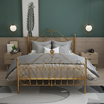 European style simple Princess Net red iron bed girl single double apartment bed 1 2 meters 1 5 meters master bedroom metal iron bed