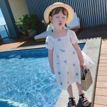 Korean Children's Clothing 2022 New Summer Baby Qi Dress Children Princess Dress Girls Dress Bubble Sleeve Thin