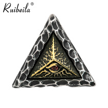 ruibeila925 Silver Personality Triangle God's Eye Men's Punk Vintage Thai Silver Creative I Necklace Pendant Fashion