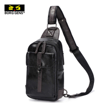borggens new chest bag mens bag casual single shoulder skewed satchel men Han prints pockets summer small backpack soft leather