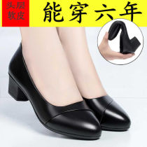 Soft Leather Mom Shoes Round Head Low Heel Leather Single Shoe Soft Face Soft Bottom Non-slip Wear 100 Comfortable Middle Aged Woman Shoes